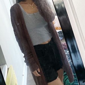 Purple knit oversize cardigan